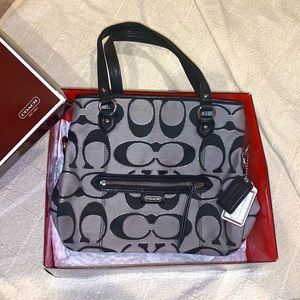 Black and Silver Metallic Coach Purse